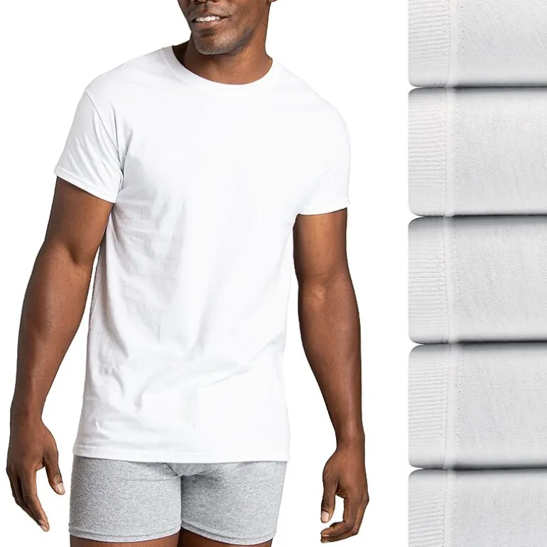 Fruit of the Loom Premium Mens 5 Pack Short Sleeve Crew Neck MOISTURE_WICKING T-Shirt