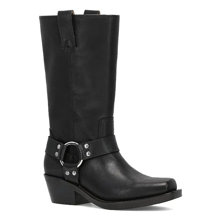 Frye and Co. Womens Lorrie Stacked Heel Motorcycle Boots
