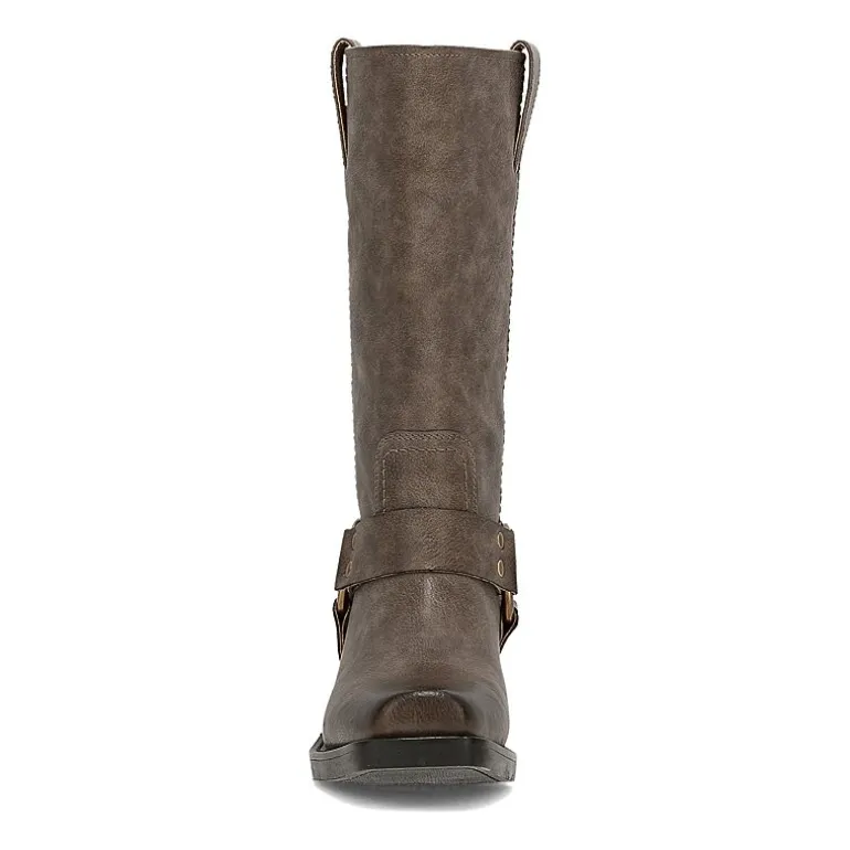 Frye and Co. Womens Lorrie Stacked Heel Motorcycle Boots