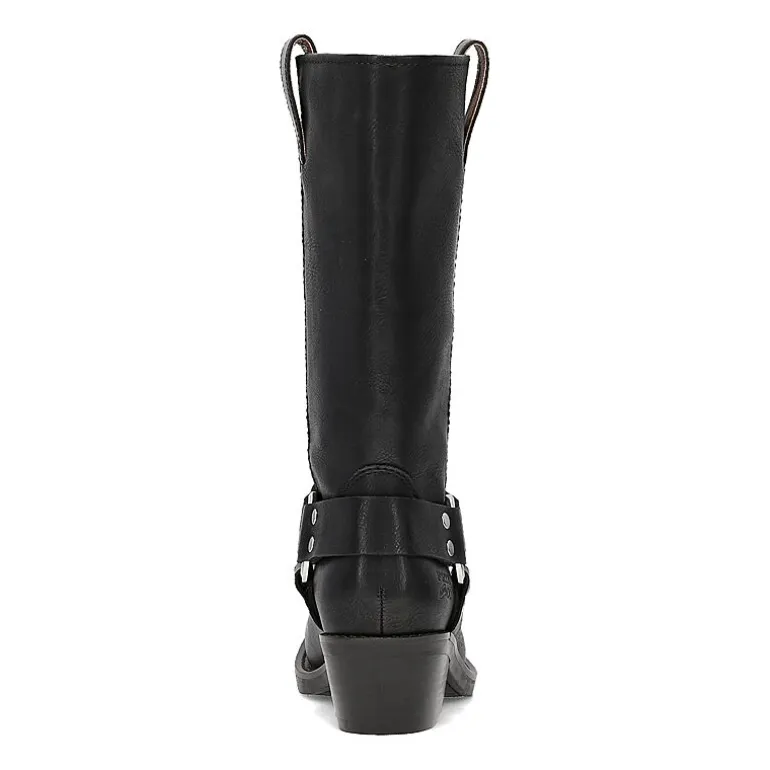 Frye and Co. Womens Lorrie Stacked Heel Motorcycle Boots