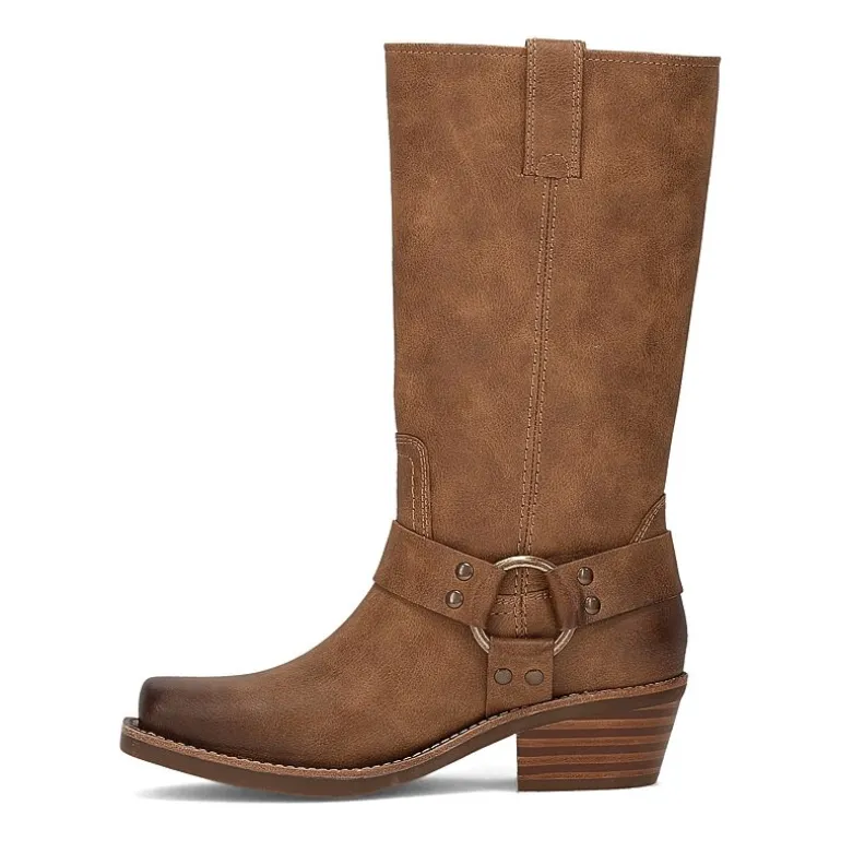Frye and Co. Womens Lorrie Stacked Heel Motorcycle Boots