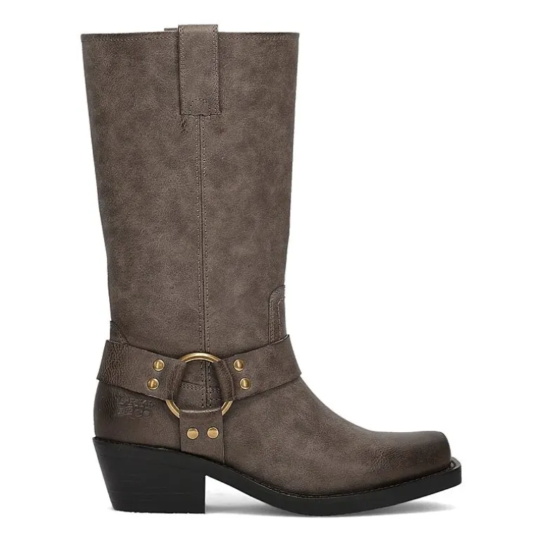 Frye and Co. Womens Lorrie Stacked Heel Motorcycle Boots