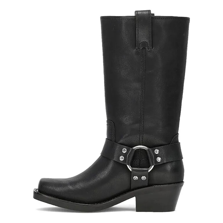 Frye and Co. Womens Lorrie Stacked Heel Motorcycle Boots