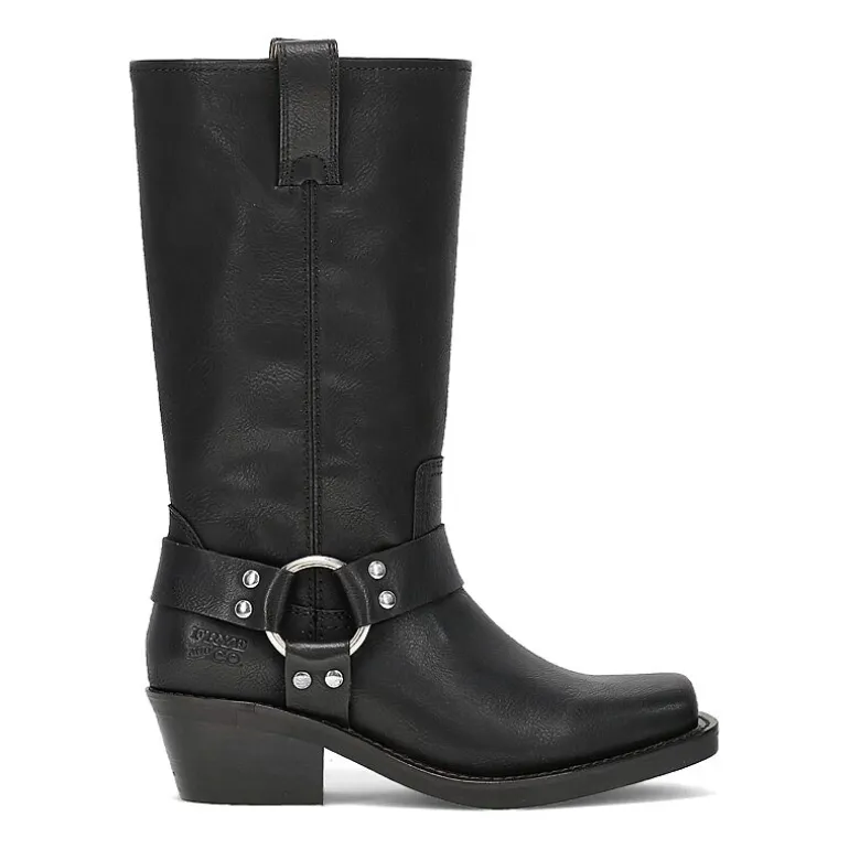 Frye and Co. Womens Lorrie Stacked Heel Motorcycle Boots