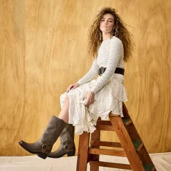 Frye and Co. Womens Lorrie Stacked Heel Motorcycle Boots