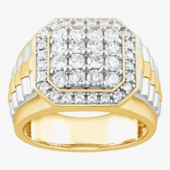 (F,Si2) Mens 1 1/2 CT. T.W. Lab Grown Diamond 10K Two Tone Gold Fashion Ring