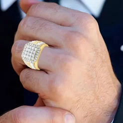 (F,Si2) Mens 1 1/2 CT. T.W. Lab Grown Diamond 10K Two Tone Gold Fashion Ring
