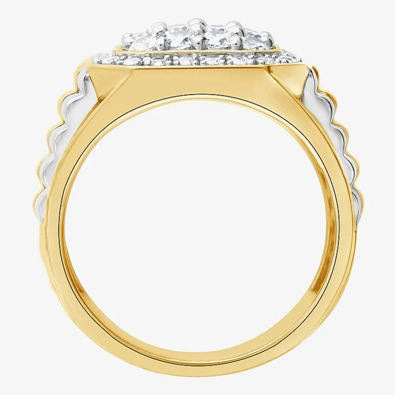 (F,Si2) Mens 1 1/2 CT. T.W. Lab Grown Diamond 10K Two Tone Gold Fashion Ring