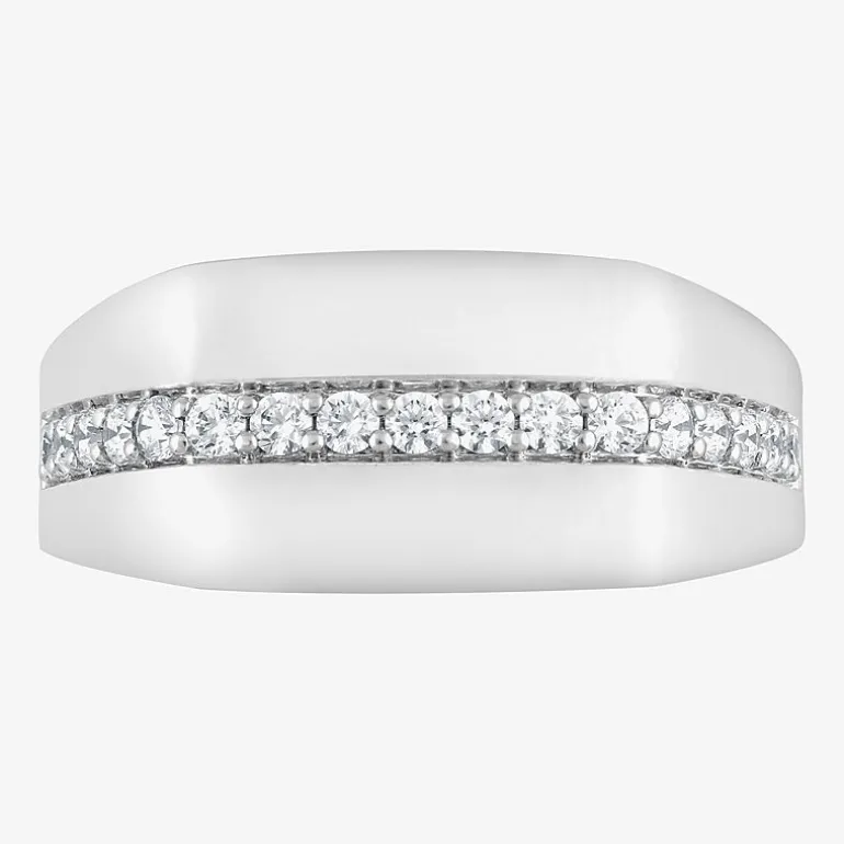 (F,Si2) Mens 1/2 CT. T.W. Lab Grown White Diamond Sterling Silver Fashion Ring