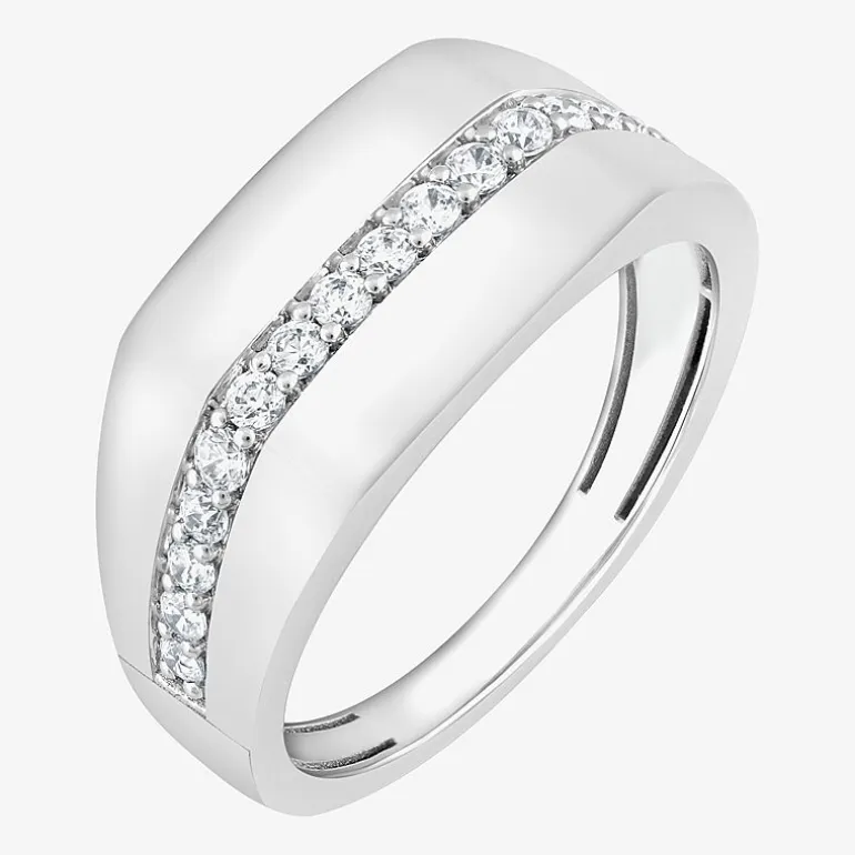(F,Si2) Mens 1/2 CT. T.W. Lab Grown White Diamond Sterling Silver Fashion Ring