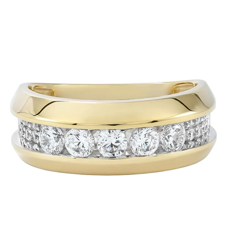 (F / Si2) Mens 1 1/2 CT. T.W. Lab Grown White Diamond 14K Gold Over Silver Wedding Band