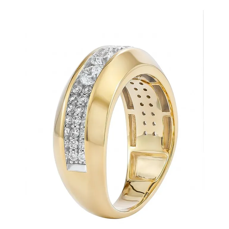 (F / Si2) Mens 1 1/2 CT. T.W. Lab Grown White Diamond 14K Gold Over Silver Wedding Band
