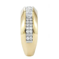 (F / Si2) Mens 1 1/2 CT. T.W. Lab Grown White Diamond 14K Gold Over Silver Wedding Band