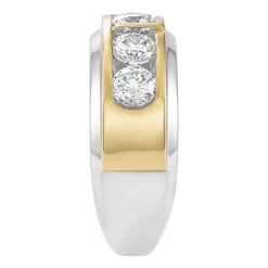 (F / Si2) Mens 2 CT. T.W. Lab Grown White Diamond 14K Gold Over Silver Wedding Band