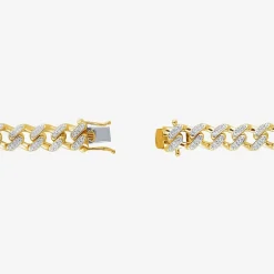 (F / Si2) Mens 14K Gold Over Silver 8 1/2 Inch Semisolid Curb Chain Bracelet