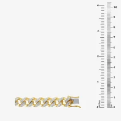 (F / Si2) Mens 14K Gold Over Silver 8 1/2 Inch Semisolid Curb Chain Bracelet