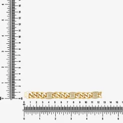 (F, Si2) Mens 14K Gold Over Stainless Steel Stainless Steel 8 1/2 Inch Solid Curb Chain Bracelet