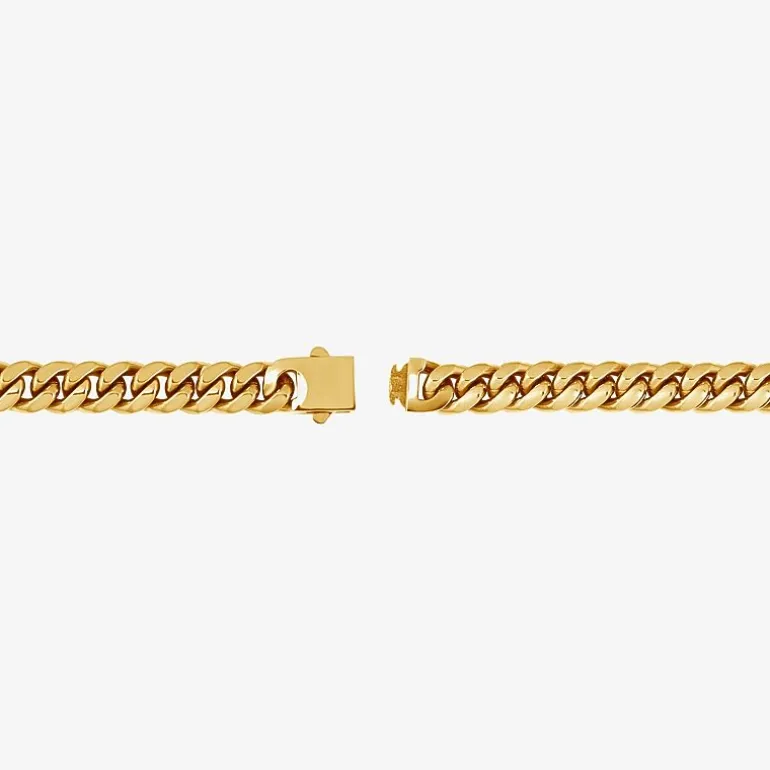 (F,Si2) Mens 14K Gold Over Stainless Steel 24 Inch Curb Chain Necklace