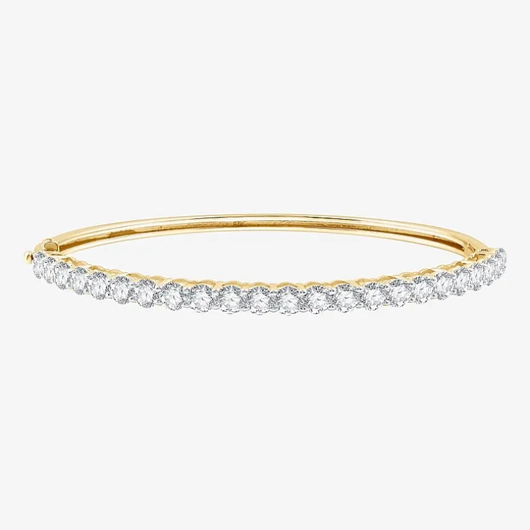 (F, Si1-Si2) Womens 5 CT. T.W. Lab Grown White Diamond Sterling Silver Round Bangle Bracelet