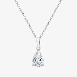 ( F/SI1-SI2 ) Womens 1 CT. T.W. Lab-Grown White Diamond 10K Gold Pear 18 Inch Pendant Necklace