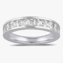 (F / Si2) Womens 1 1/2 CT. Lab Grown White Diamond 10K Gold Anniversary Band