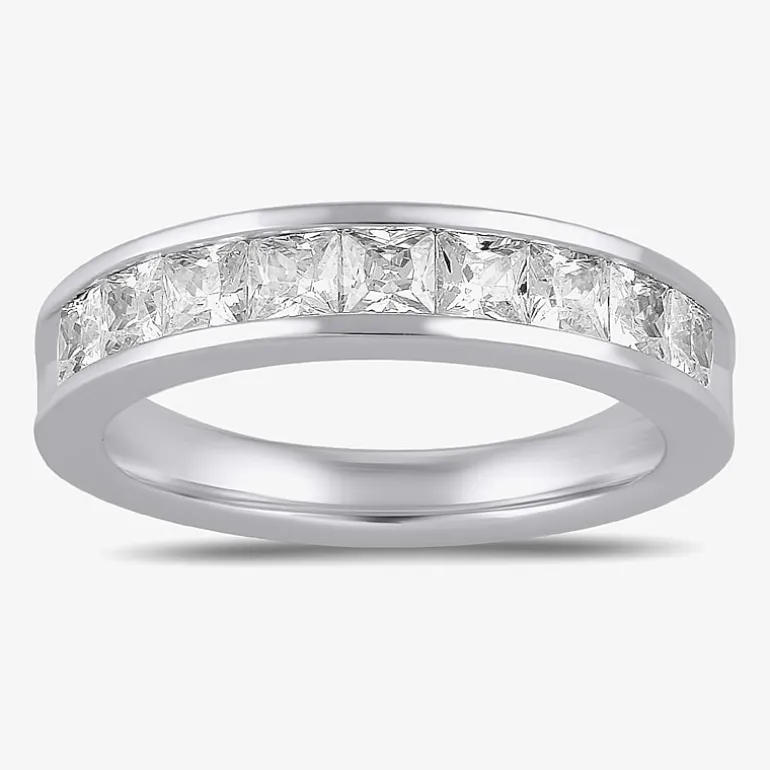 (F / Si2) Womens 1 1/2 CT. Lab Grown White Diamond 10K Gold Anniversary Band