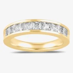 (F / Si2) Womens 1 1/2 CT. Lab Grown White Diamond 10K Gold Anniversary Band