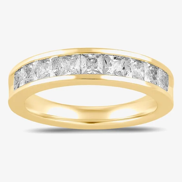 (F / Si2) Womens 1 1/2 CT. Lab Grown White Diamond 10K Gold Anniversary Band