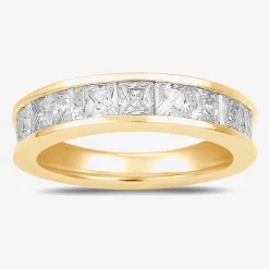 (F / Si2) Womens 2 CT. Lab Grown White Diamond 10K Gold Anniversary Band