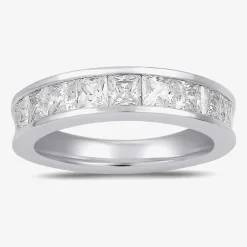 (F / Si2) Womens 2 CT. Lab Grown White Diamond 10K Gold Anniversary Band