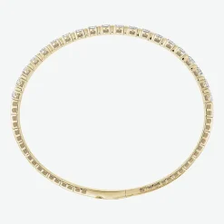 (F / Si2) Womens 2 CT. T.W. Lab Grown White Diamond 14K Gold Over Silver Bangle Bracelet