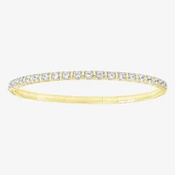 (F / Si2) Womens 2 CT. T.W. Lab Grown White Diamond 14K Gold Over Silver Bangle Bracelet
