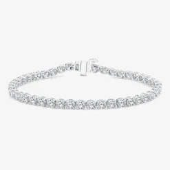 (F / Si2) Womens 7 Ct.T.W. Lab Grown White Diamond 10K Gold 7 Inch Tennis Bracelet