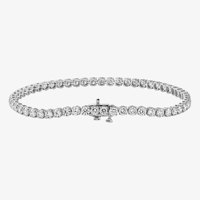 (F / Si2) Womens 5 CT. T.W. Lab Grown White Diamond 10K Gold 7.25 Inch Tennis Bracelet