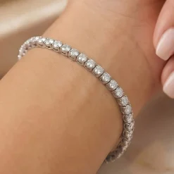 (F / Si2) Womens 5 CT. T.W. Lab Grown White Diamond 10K Gold 7.25 Inch Tennis Bracelet