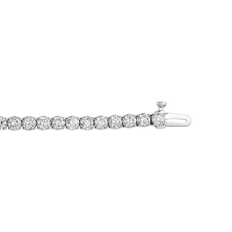 (F / Si2) Womens 5 CT. T.W. Lab Grown White Diamond 10K Gold 7.25 Inch Tennis Bracelet