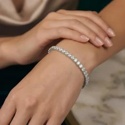 (F / Si2) Womens 5 CT. T.W. Lab Grown White Diamond 10K Gold 7.25 Inch Tennis Bracelet