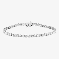(F / Si2) Womens 5 CT. T.W. Lab Grown White Diamond 10K Gold 7.25 Inch Tennis Bracelet