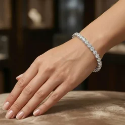 (F / Si2) Womens 15 Ct. T.W. Lab Grown White Diamond 10K Gold 7.25 Inch Tennis Bracelet