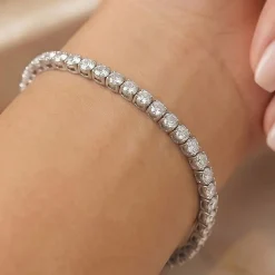 (F / Si2) Womens 15 Ct. T.W. Lab Grown White Diamond 10K Gold 7.25 Inch Tennis Bracelet