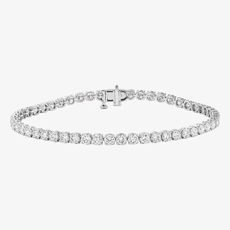 (F / Si2) Womens 6 CT. T.W. Lab Grown White Diamond 10K Gold 6 1/2 Inch Tennis Bracelet