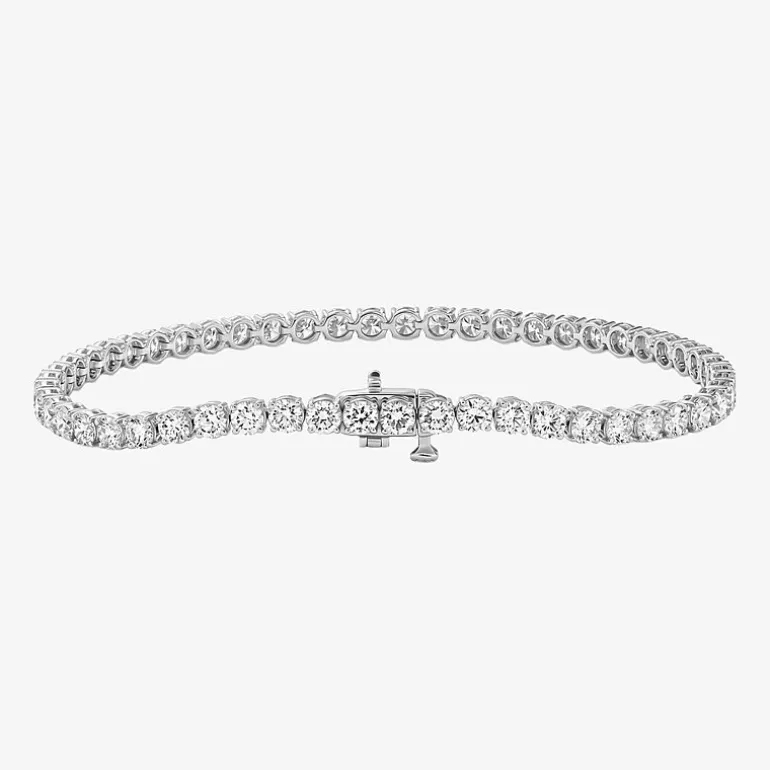 (F / Si2) Womens 6 CT. T.W. Lab Grown White Diamond 10K Gold 6 1/2 Inch Tennis Bracelet