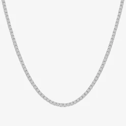 (F / Si2) Womens 10 CT. T.W. Lab-Grown White Diamond 10K Gold 18 Inch Tennis Necklace