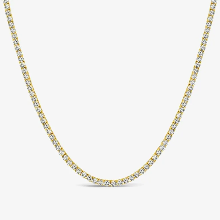 (F / Si2) Womens 10 CT. T.W. Lab-Grown White Diamond 10K Gold 18 Inch Tennis Necklace