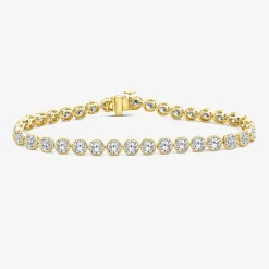 (F / Si2) Womens 10 Ct.T.W. Lab Grown White Diamond 10K Gold 7 Inch Tennis Bracelet