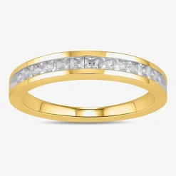 (F / Si2) Womens 1/2 CT. T.W. Lab Grown White Diamond 10K Gold Anniversary Band