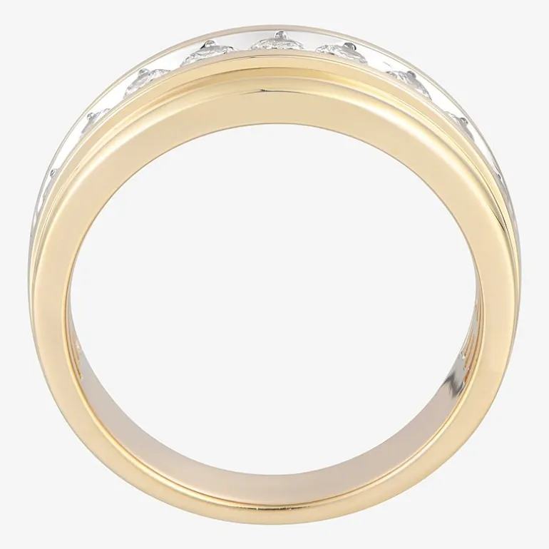 (F / Vs2) Mens 9M 1 CT. T.W. Lab Grown White Diamond 10K Gold Round Wedding Band