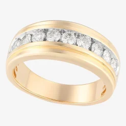 (F / Vs2) Mens 9M 1 CT. T.W. Lab Grown White Diamond 10K Gold Round Wedding Band