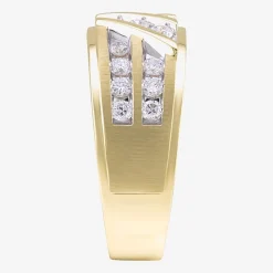 (F / Vs2) Mens 10MM 1 CT. T.W. Lab Grown White Diamond 10K Gold Wedding Band