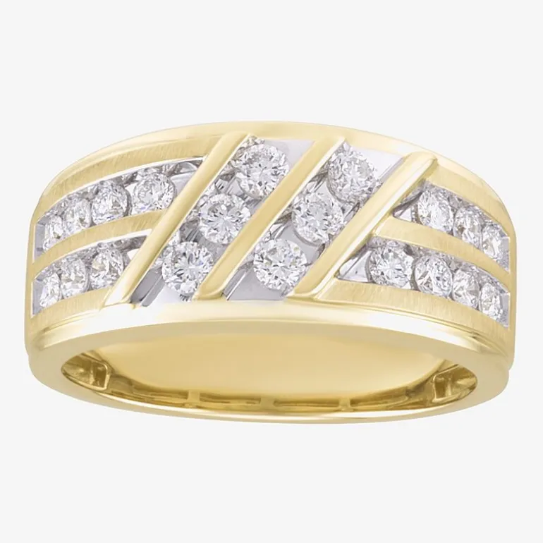 (F / Vs2) Mens 10MM 1 CT. T.W. Lab Grown White Diamond 10K Gold Wedding Band